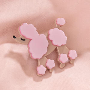 Nouvelle mode caniche broche élégante lumière luxe Simple dessin animé mignon cheveux bouclés chien poitrine bijoux - Product Image 1