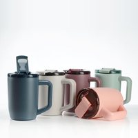Nueva Taza de Café de Viaje de Acero Inoxidable de Doble Pared Personalizada con Asa y Tapa Deslizante, Botella de Vacío para Bebidas Frías y Calientes, Venta al por Mayor Surtida