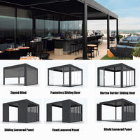 Pergola motorisée automatique en aluminium pour l'extérieur avec toit à lames bioclimatiques - Design moderne, résistante au vent et à la pluie