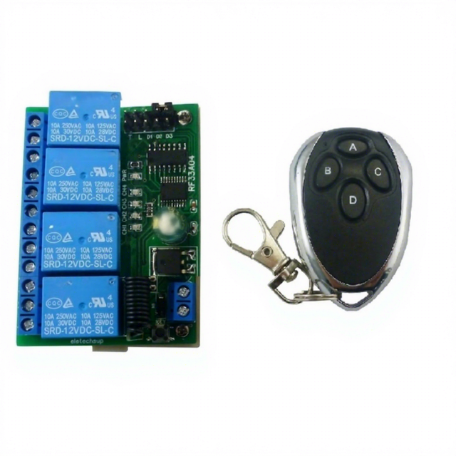 RF33A04 RC43A04 4CH Rolling Code Keeloq Controller HCS301 Remote Control Keyfob Transmitter Board for Door Motor Garage LED