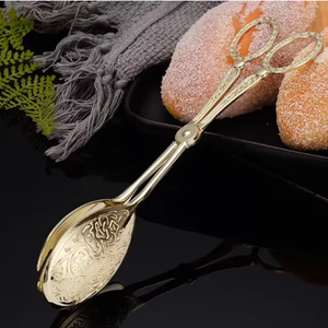 European Style Royal Retro Multi Purpose <strong>Fruit</strong> Salad <strong>Tongs</strong> Buffet Clip Metal Snack Bread Cake Clip Food <strong>Tongs</strong> - Product Image 1