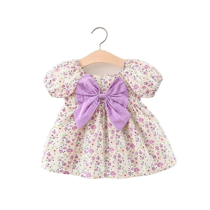 新しい夏の女の子の赤ちゃん小さな花半袖ドレスプリンセススカートガールドレス