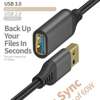 Cable de Extensión USB 3.0 Macho Hembra 1M/2M/3M/5M Trenzado para Impresora, Cámara, Teclado de Computadora, Cargador, Cable de Datos USB AM/AF