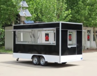 Camions de restauration mobiles en acier inoxydable pour la vente en gros de collations de café personnalisées, avec évier, réfrigérateur et système d'extraction des fumées