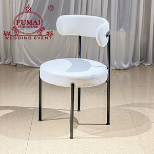 FUMAI FURNITURE Modern Hotel <b>Chair</b> White Upholstered Metal Frame Solid <b>Back</b> Contemporary Design Stackable Indoor Use - Product Image 1