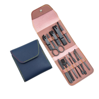 Juego de 12 Piezas de Cortaúñas Profesional Completo de Acero Inoxidable Negro, Kit de Pedicura Portátil, Juego de Manicura y Pedicura para Mujer