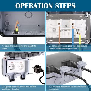 Tomada Exterior Dupla Tomada À Prova D' Água Tomada De Parede Tomadas Elétricas IP66 13Amp 2 Gang Switched <span class=keywords><strong>Socket</strong></span> Cover - Product Image 4