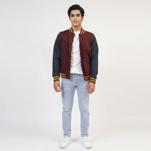 FINER THREADS Chaqueta Varsity de Invierno Personalizada para Hombre, 100% Algodón Transpirable, Cuello Alto, Logotipo Bordado, Largo Regular, DDP - Product Image 1