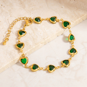 Heart Shape Colorful <b>Bracelet</b> 18K Gold Plated Stainless Steel Jewelry Gift For Women Fashion Accessory - Product Image 4