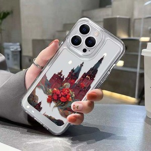 Rétro Château Rouge Fleur Impression Antichoc Espace TPU <span class=keywords><strong>Housse</strong></span> de Téléphone Portable pour Iphone 8 X Xr Xs 11 12 13 14 15 16 17 Pro Max - Product Image 3