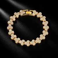 Bracelet à maillons triangulaires en alliage, style hip-hop, entièrement serti de strass, bijoux tendance pour hommes