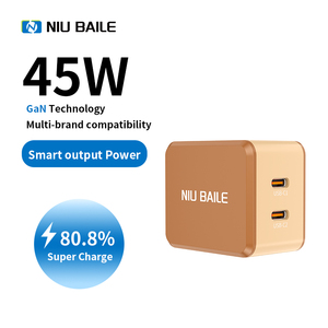 <span class=keywords><strong>Chargeur</strong></span> mural USB Type-C double port 45W GaN avec charge rapide PD 3.0, design pliable, respectueux de l'environnement et protection ignifuge - Product Image 1