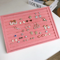 Usine spéciale rose glace fleur flanelle anneau plateau boucles d'oreilles collier plateau de rangement bijoux présentoir en gros