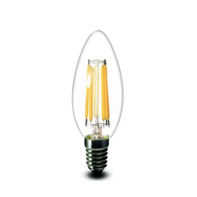 Best Selling Candle Glass Chandelier Light Bulb Customized Clear Dimmable LED Filament Bulb Lamp C35 2W 4W 6W 8W