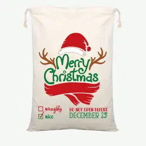 Santa Bag Christmas Sacks Stocking Gift Sack Present Storage Bag With Drawstrings