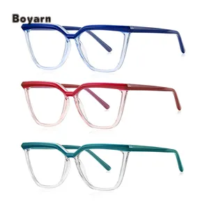 Boyarn Double Color Lentes Optical Glasses Eyeglasses Frame Tr90 Cat Eye Anti Blue Reading Oversized Women Factory Wholesale