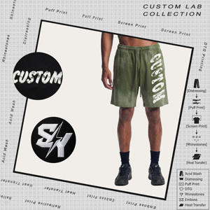 Shorts gaufrés personnalisés 325g, poids lourd, effet peinture pulvérisée, sérigraphie, marque privée, vêtements streetwear, fabrication <span class=keywords><strong>OM</strong></span> - Product Image 1