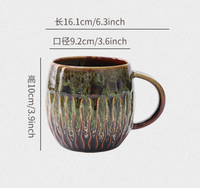 Mug en céramique de style rétro, grande capacité 600 ml, motif kiln, luxe léger, vintage, pour café et cadeaux d'affaires