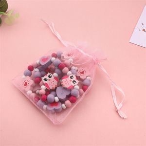 Juego de Joyería de Madera con Diseño de Búho de Dibujos Animados Ecológico, Collar y Pulsera con Cuentas de Colores Pastel, <span class=keywords><strong>Accesorios</strong></span> <span class=keywords><strong>para</strong></span> Niñas, Regalo de Cumpleaños - Product Image 4