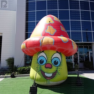 Modèle publicitaire géant gonflable de 4 m avec logo personnalisé, motif champignon souriant de dessin animé et maison féerique, pour parcs d'attractions, spectacles, scènes, événements et fêtes pour enfants - Product Image 1