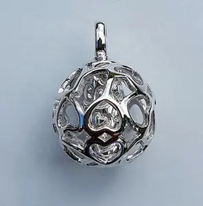 Pendentif Collier Boule Urne Funéraire en Argent <span class=keywords><strong>Sterling</strong></span> 925 Plaqué Or, Design Sphères Creuses Uniques, pour Cendres, Cadeau - Product Image 1