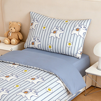 Ensemble de literie pour enfants de style coréen 100% coton, imprimé ours mignon et œuf frit, ensemble de housse de couette 4 pièces pour garçons et filles