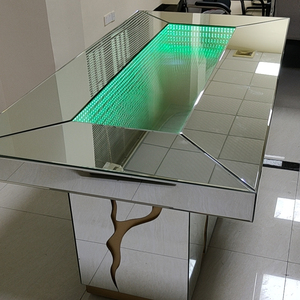 <span class=keywords><strong>Mesa</strong></span> de cristal con espejo <span class=keywords><strong>para</strong></span> boda, juego de comedor rectangular dorado de lujo - Product Image 1