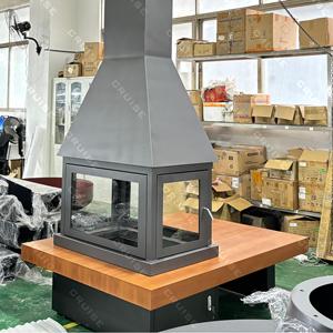 CRUISE Poêle à <span class=keywords><strong>bois</strong></span> autoportant sur pied avec panneau <span class=keywords><strong>de</strong></span> visualisation en verre à quatre côtés Cheminée décorative moderne au gaz - Product Image 5