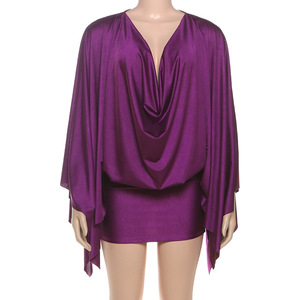 GX25389 <span class=keywords><strong>Abito</strong></span> Elegante da Donna di Alta Qualità, Vestito <span class=keywords><strong>Mini</strong></span> Sexy con Maniche Lunghe a Sbuffo, Elegante <span class=keywords><strong>Abito</strong></span> da Festa <span class=keywords><strong>Viola</strong></span> Unico - Product Image 2