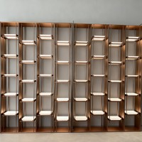 Vitrines d'angle murales Cadre en acier inoxydable Étagères en acrylique Bar à vin moderne pour la maison Salon