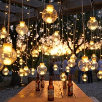Guirlande lumineuse LED en plastique pour intérieur et extérieur, camping, étoiles, lune, Noël, décorations de fêtes, boule votive, éclairage 8 modes, rechargeable