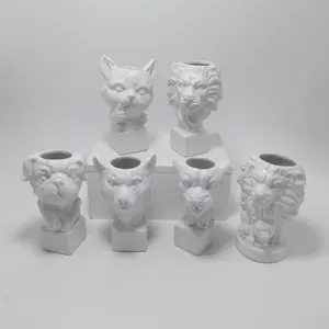 Vendita calda 3D ceramica piccolo cactus fioriera pentola bianca succulenta vasi di fiori per ufficio decorazione della casa
