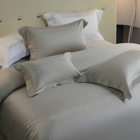 Parure de lit de luxe en coton égyptien brodé de qualité supérieure, drap plat, taie d'oreiller et housse de couette King Size 300TC