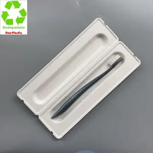 Molded Pulp Packaging Box Eco Friendly Biodegradable Sugarcane Bagasse Pulp Molded Oral Toothbrush Packaging Box