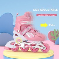 Patin à Roulettes Quatre Roues Réglables Lumineux pour Enfants Patins Convertibles
