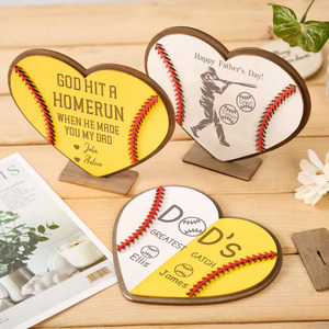 <span class=keywords><strong>Plaque</strong></span> <span class=keywords><strong>personnalisée</strong></span> en bois en forme de cœur pour baseball/softball, avec nom sur mesure, cadeau fête des pères, cadeau d'anniversaire, décoration intérieure, ornement de <span class=keywords><strong>bureau</strong></span> - Product Image 1
