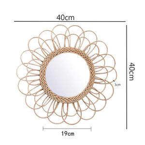 Vente en gros de miroirs muraux de courtoisie en rotin créatifs créatifs décoratifs décorations de salle de bain de salon miroirs décoratifs - Product Image 4