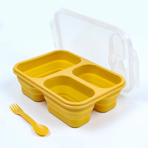 Lonchera Bento Plegable de Silicona con 2 Compartimentos, Contenedor de Alimentos Ecológico, Libre de BPA, Apto para Lavavajillas y Congelador - Product Image 3