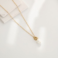 Collier chaîne en acier inoxydable Hip Hop Punk plaqué or avec boucle OT, imitation perle, étanche, électroplaqué, cadeau de fête, bijoux