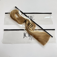Sac à fermeture éclair en PVC transparent avec logo personnalisé, sac d'emballage en plastique pour extensions de cheveux, pochette zippée mate givrée de haute qualité