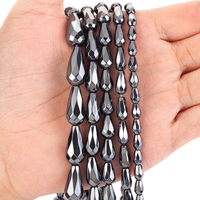 Perles en pierre naturelle perles à facettes en forme de goutte d'eau en hématite noire perles entretoises en vrac pour la fabrication de bijoux accessoires de bracelet à breloques bricolage