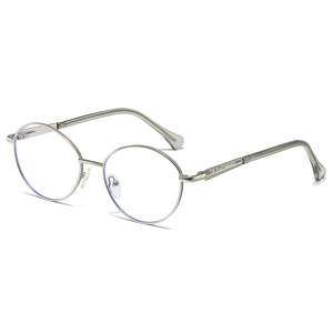 לוגו מותאם אישית מתכת סגלגל משקפיים כחול אור חוסם משקפיים מסגרת נשים גברים משקפיים וינטג מרשם עיניים - Product Image 4