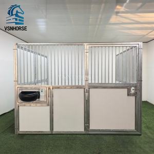Kandang Kuda Portabel Galvanis Celup Panas, Kandang Sementara Luar Ruangan dengan Isian HDPE dan Penutup Atap - Product Image 1