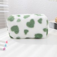 Trousse à Crayons en Peluche Tendance et Mignonne en Forme de Cœur, Grande Capacité, Esthétique, Imprimé Cœur, pour l'École et le Bureau