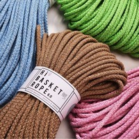 En stock, corde en coton solide de 6 mm, 50 m par rouleau, cordon tressé multicolores pour tapis DIY, paniers, macramé et artisanat