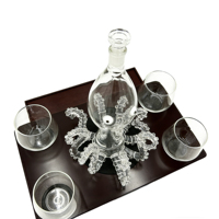 Ensemble de bouteilles en verre de luxe modernes et élégantes en forme de pieuvre, personnalisables, différentes tailles, 750 ml, 1 L, pour spiritueux, vodka, whisky, rhum