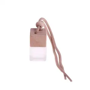 frost 5ml 8ml clear color Square wooden Hang rope cover Diffuser car perfume bottle