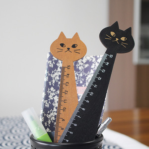 Règle en bois en forme de chat Tithe 15 cm pour dessin et traçage, papeterie étudiante style coréen - Product Image 3