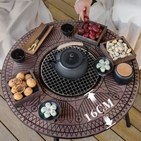Table de pique-nique pliable HISPEED en acier carbone et MDF, motif unique, pour camping, barbecue coréen, avec réchaud