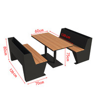Ensemble table et chaises de jardin avec parasol, mobilier d'extérieur en WPC pour centre commercial